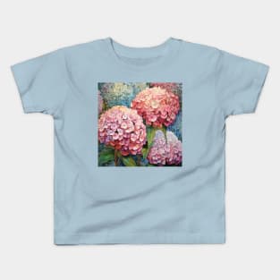 Simple Pink and Blue Folk Art Hydrangeas Kids T-Shirt